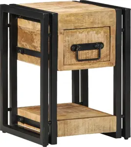 Bedside Cabinet VidaXL model 4016706, brown solid mango wood with iron frame, 40 x 40 x 40 cm