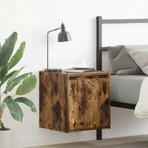 Wall-mounted bedside cabinets VidaXL model 861238, smoked oak finish, 38x34x40 cm, set of 2
