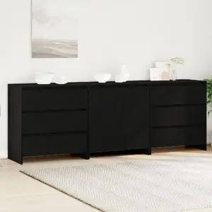 Sānu galdiņu komplekts VidaXL modelis 3332501, 3 gab., melnā ozola apdare, vidēja izmēra