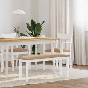 Деревянная скамья VidaXL 110 см белая массив резинового дерева
