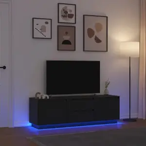 Тумба под ТВ VidaXL 3328427 с LED-подсветкой, черный дуб, 160,5 x 41 x 50 см