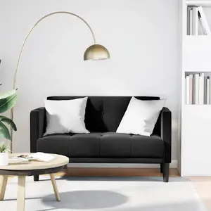 VidaXL divvietīgs dīvāns 111 cm melns samts