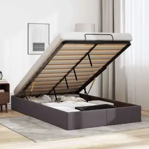 Рамa кровати оттоманка VidaXL 120x200 см серый — подъемный ящик, без матраса