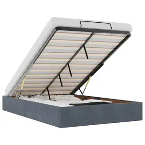 Gultas rāmis VidaXL 3310956 — pelēks, 120×203 cm, slodze līdz 280 kg, augstums 23,5 cm