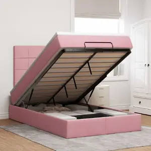 Кровать-ямщик (ота́ман) VidaXL с матрасами, розовый бархат, 120x200 см