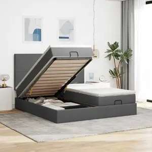 Каркас кровати с оттоманкой и матрасами VidaXL 180x200 см серая ткань