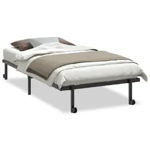 Gultas rāmis VidaXL 4103963, melns, 111,5 cm x 2,25 m, augstums 30 cm