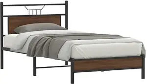 Gultas rāmis VidaXL 107x203 cm Brūns ozols, līmēta koksne, bez matraça