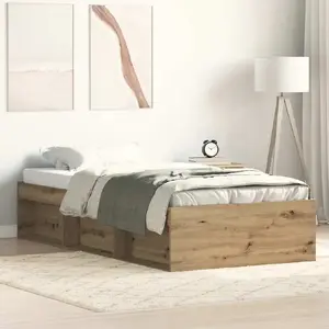 Gultas rāmja VidaXL Artisan Oak 90x190 cm salīmētā koka (bez matrača)