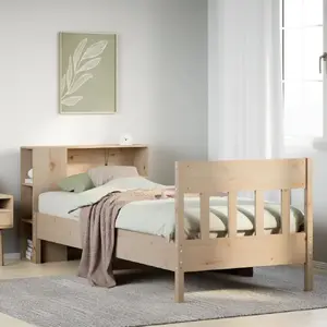 Кровать с полкой VidaXL модель 3323206, каркас из соснового дерева, 75x190 см, без матраса