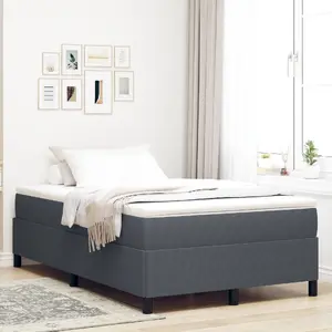 Gultas rāmis VidaXL 120 x 190 cm tumši pelēks poliestera apdare