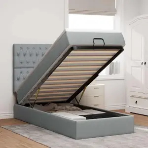 Каркас кровати с подъёмным ящиком и матрасом VidaXL 80x200 см светло-серый ткань