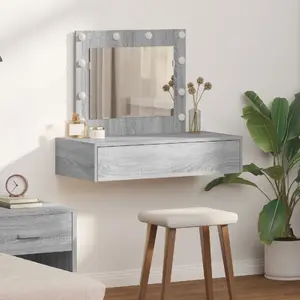 Туалетный стол VidaXL модель 865231, серый дуб Sonoma, ДСП, 83 x 40 x 70 см с зеркалом