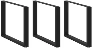Ēdamgalda kājas VidaXL U-veida, tērauds, komplekts 2 gab., melnas, 100 x (72–73) cm