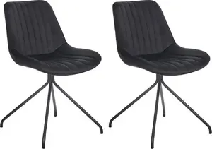 Dining chair set Beliani 2-piece NAVASOTA, black velvet upholstery