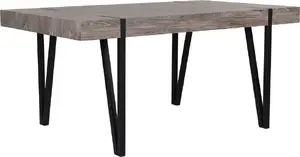 Dining table Beliani ADENA 180 x 90 cm dark wood with black legs
