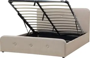 Тканевая кровать с ящиком Beliani RENNES 160 x 200 см бежевый