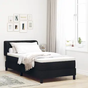 Кровать с матрасом VidaXL 90x190 см ткань черный