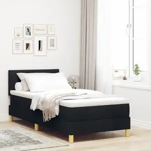 Кровать на пружинах с матрасом и LED VidaXL 100x200 см Черная ткань