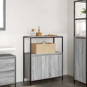 Шкаф‑тумба для ванной VidaXL 861920, серый дуб Сонома, 76,5 x 35 x 95 см, открытые полки