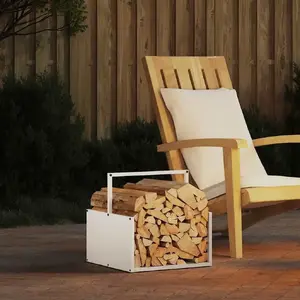 Firewood Rack VidaXL model 864272, white, cold-rolled steel