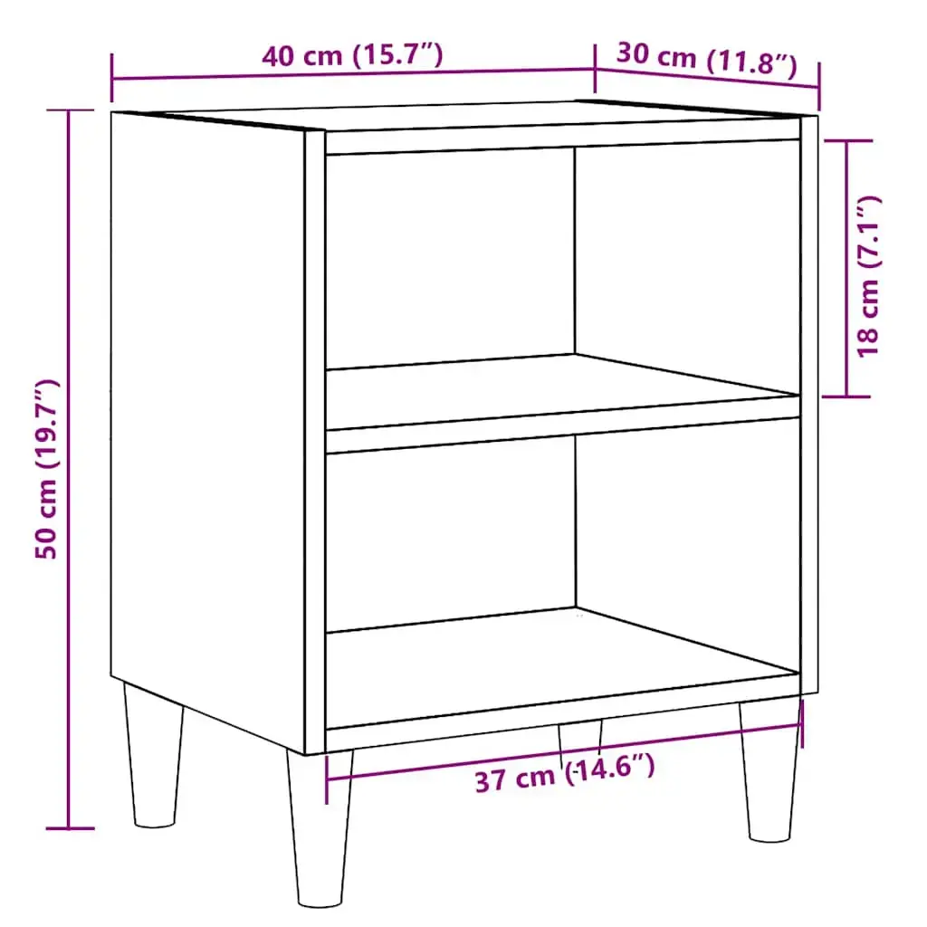 Nightstand VidaXL 856419 Oak, W400×D300×H500 mm Photo 9