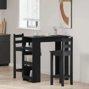 Bāra galds VidaXL 102x50x103,5 cm ar plauktiem, melnās ozola apdare