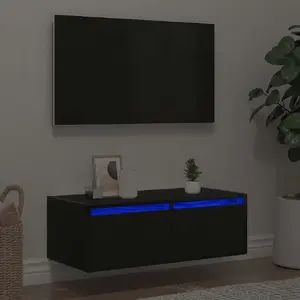 ТВ-тумба с LED-подсветкой VidaXL 75 x 35,5 x 25 см, чёрная