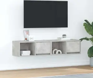 ТВ-тумбы набор VidaXL модель 861443, клееное дерево, бетонно-серый, 60×31×25,5 см (2 шт.)
