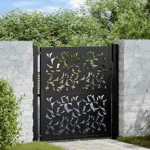 Садовые ворота VidaXL 105x105 см черные сталь узор «лист»