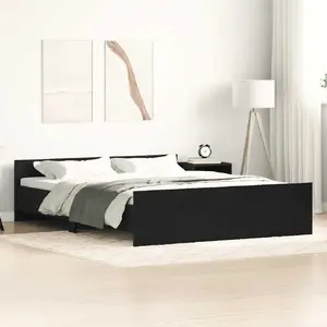 Каркас кровати VidaXL 150x200 см, черный дуб, без матраса