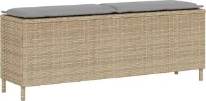 Dārza sola VidaXL 4104157 bēša ar spilvenu 110 x 30 x 40,5 cm rotangveida
