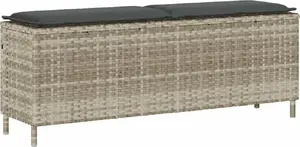 Dārza sols VidaXL modelis 4104159 ar spilvenu, gaiši pelēks polirattans, 110×30×40,5 cm