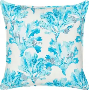 Decorative Cushion Beliani ROCKWEED — embroidered cotton, white