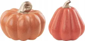 Decorative pumpkin figurine set Beliani CHALKIDA — 2-piece orange ceramic ornaments