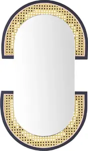 Wall Mirror Beliani 43 x 75 cm rattan frame, light finish