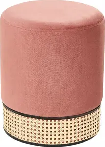 Pouf Beliani YANKTON, velvet, Ø 35 cm, pink