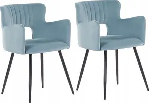 Dining chair set Beliani SANILAC — 2 velvet light blue chairs, model 367657 Bel