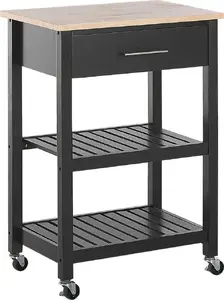 Kitchen trolley Beliani HIUMA with drawer, wooden construction, black