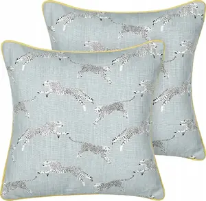Decorative cotton cushions Beliani ARALES 45 x 45 cm, set of 2, gray with leopard print