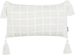 Decorative Cushion Beliani DOURIS 30 x 60 cm beige, check pattern