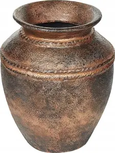 Decorative terracotta vase Beliani PUCHONG 40 cm, aged copper finish
