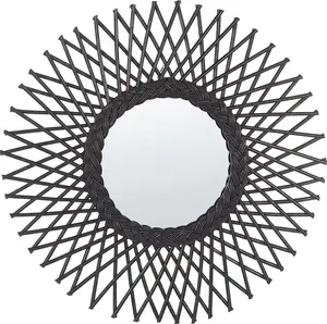 Wall mirror Beliani TAGOLU, sunburst rattan frame, 60 cm, black