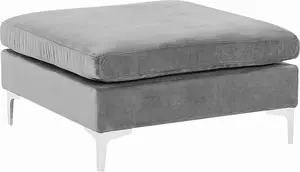 Upholstered Ottoman Beliani EVJA in grey velvet, compact footstool for seating and storage