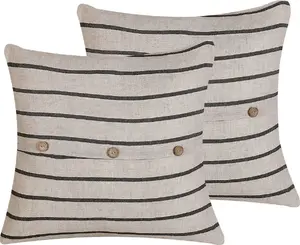 Decorative Cushion Set Beliani CYNARA 45 x 45 cm, 2-piece, beige-black striped
