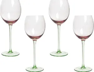 Sarkanā vīna glāžu komplekts Beliani DIOPSIDE — 4 gab., 360 ml, rozā‑zaļas