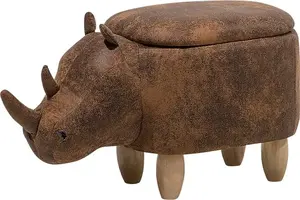 Пуф с ящиком для хранения Beliani RHINO, коричневый — пуфик в форме животного