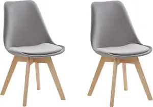Dining chair set Beliani DAKOTA II — 2 upholstered velvet grey chairs