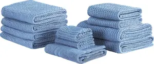 Towel set Beliani AREORA in blue — cotton, 11 pieces