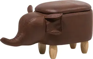 Пуф с ящиком Beliani Elephant, тёмно-коричневый, пуф в виде животного